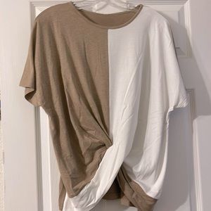 Color Block Round Neck Blouse